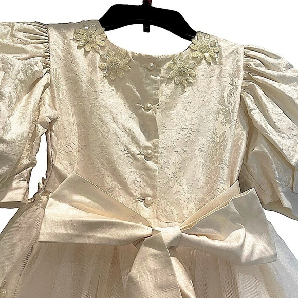 POSIES Handcrafted by the Women of Maine Girls Ivory Silk Glinda Dress Size 6 - Picture 6 of 12